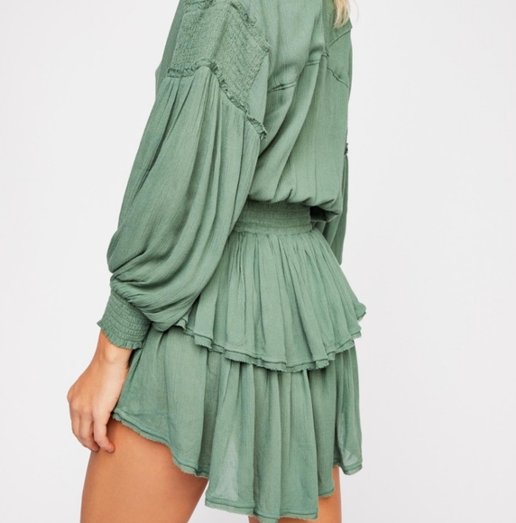 NWT FREE PEOPLE Mermaid Green ROMY Mini Dress - Picture 3 of 5
